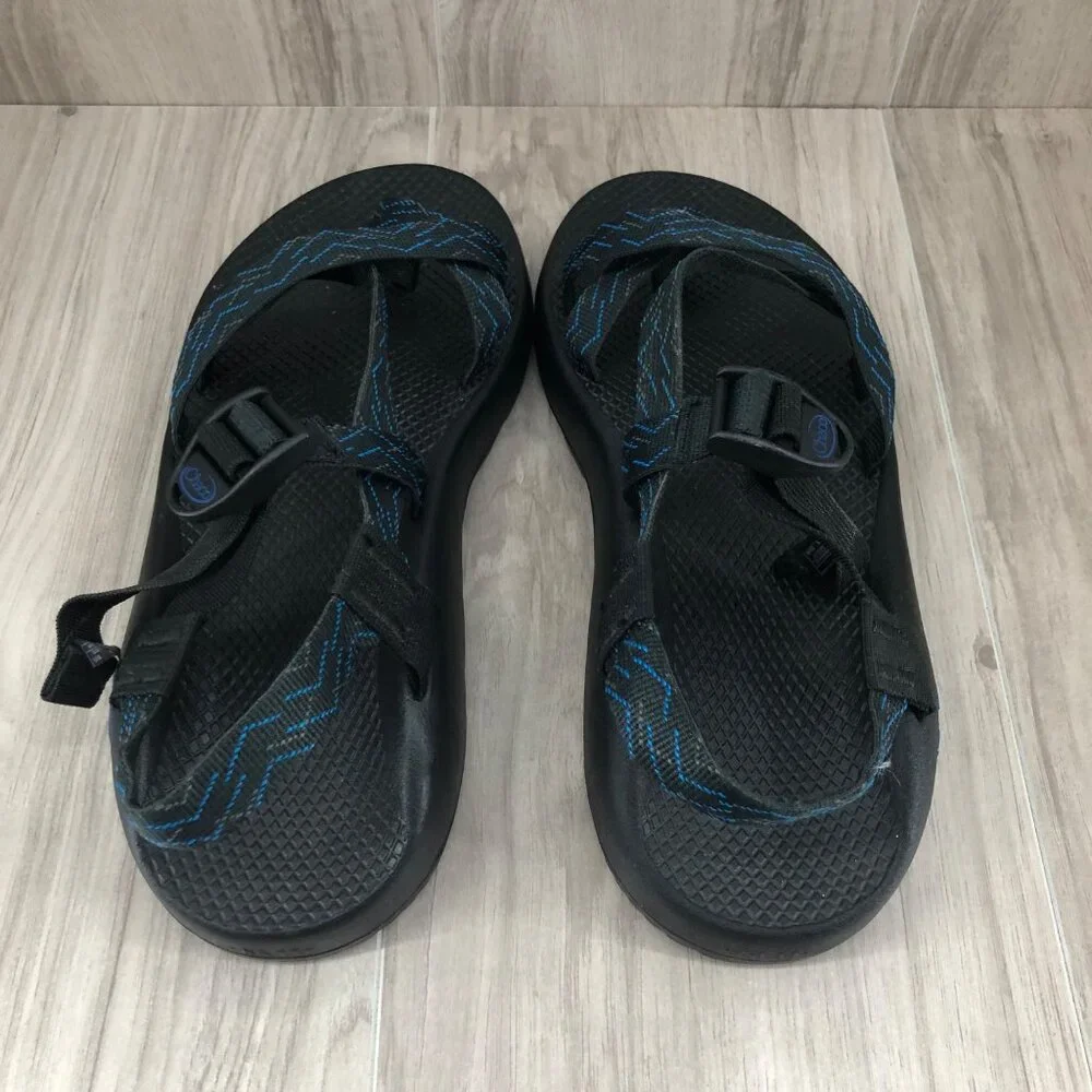 Chaco Sandals Mens 11 Black Blue Nylon Webbing Outdoor Waterproof Shoes